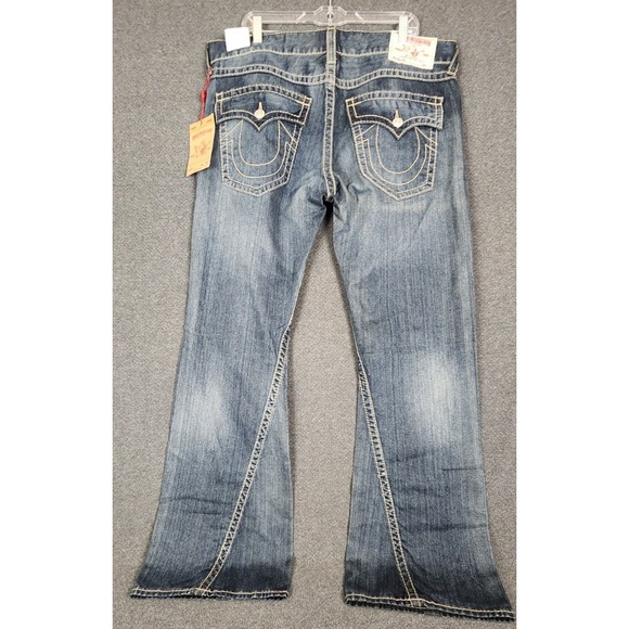 True Religion Joey Flare Jeans Mens 38 Big T Earthworm Wash Flap Pockets NWT - Picture 7 of 15